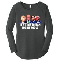 Funny Joe Biden It's Time To Ban Fossil Fools Anti Liberals Women's Perfect Tri Tunic Long Sleeve Shirt