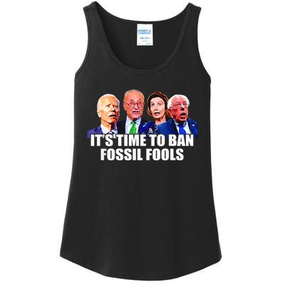 Funny Joe Biden It's Time To Ban Fossil Fools Anti Liberals Ladies Essential Tank