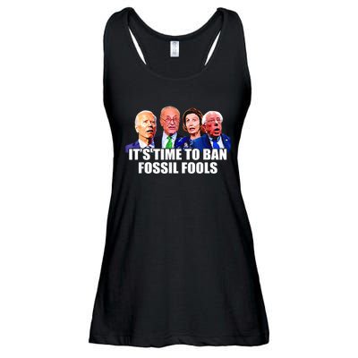 Funny Joe Biden It's Time To Ban Fossil Fools Anti Liberals Ladies Essential Flowy Tank