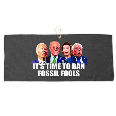 Funny Joe Biden It's Time To Ban Fossil Fools Anti Liberals Large Microfiber Waffle Golf Towel