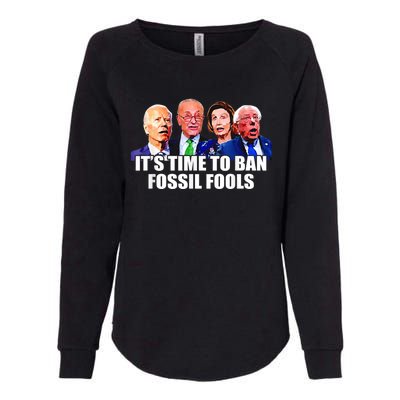 Funny Joe Biden It's Time To Ban Fossil Fools Anti Liberals Womens California Wash Sweatshirt