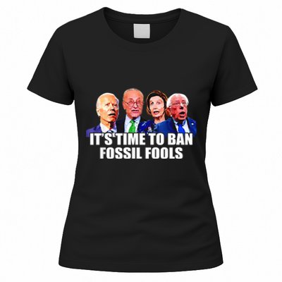 Funny Joe Biden It's Time To Ban Fossil Fools Anti Liberals Women's T-Shirt