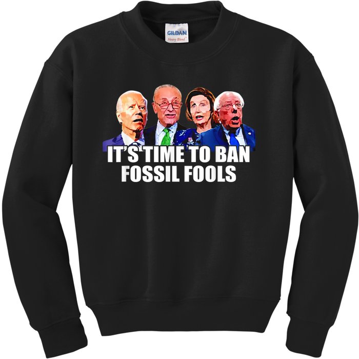 Funny Joe Biden It's Time To Ban Fossil Fools Anti Liberals Kids Sweatshirt