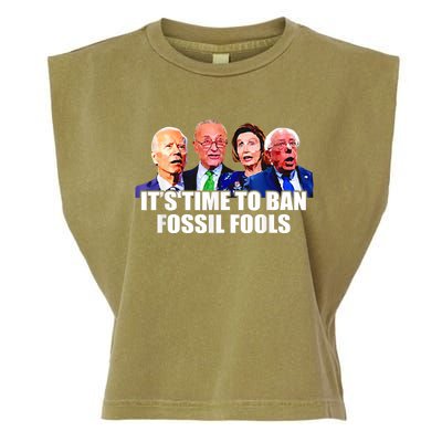 Funny Joe Biden It's Time To Ban Fossil Fools Anti Liberals Garment-Dyed Women's Muscle Tee