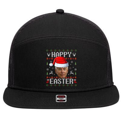 Funny Joe Biden Happy Easter Funny Ugly Christmas Sweater 7 Panel Mesh Trucker Snapback Hat