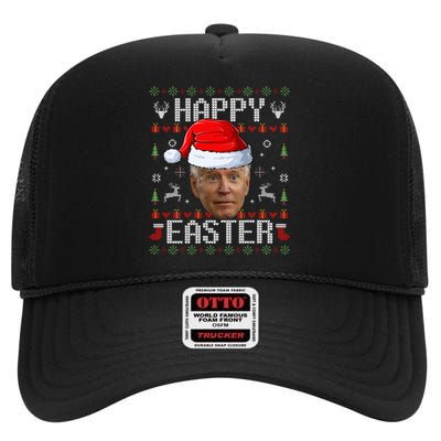 Funny Joe Biden Happy Easter Funny Ugly Christmas Sweater High Crown Mesh Back Trucker Hat