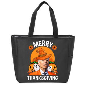 Funny Joe Biden Happy Halloween Merry Thanksgiving Zip Tote Bag