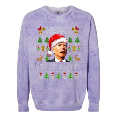 Funny Joe Biden Merry 4th Of Easter Ugly Christmas Sweater  Colorblast Crewneck Sweatshirt