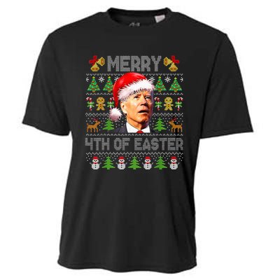 Funny Joe Biden Merry 4th Of Easter Ugly Christmas Sweater  Cooling Performance Crew T-Shirt