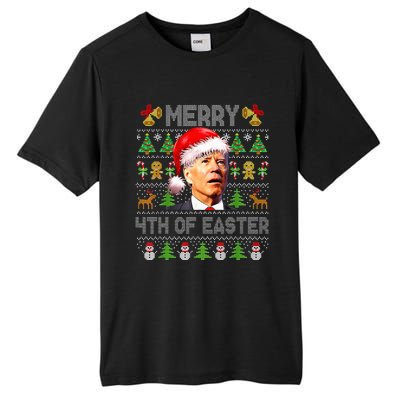 Funny Joe Biden Merry 4th Of Easter Ugly Christmas Sweater  Tall Fusion ChromaSoft Performance T-Shirt