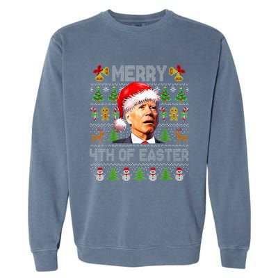 Funny Joe Biden Merry 4th Of Easter Ugly Christmas Sweater  Garment-Dyed Sweatshirt