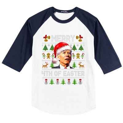 Funny Joe Biden Merry 4th Of Easter Ugly Christmas Sweater  Baseball Sleeve Shirt