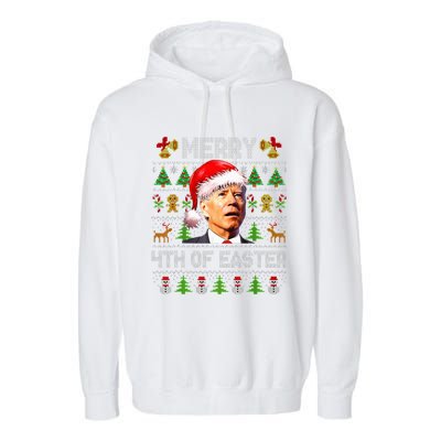 Funny Joe Biden Merry 4th Of Easter Ugly Christmas Sweater  Garment-Dyed Fleece Hoodie