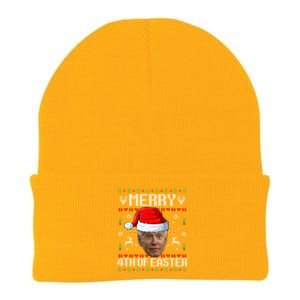 Funny Joe Biden Happy 4th Of Easter Ugly Christmas Sweater Gift Knit Cap Winter Beanie