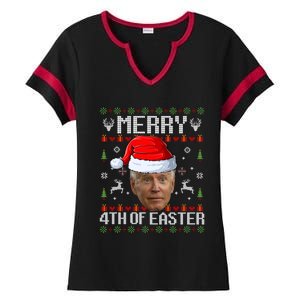 Funny Joe Biden Happy 4th Of Easter Ugly Christmas Sweater Gift Ladies Halftime Notch Neck Tee