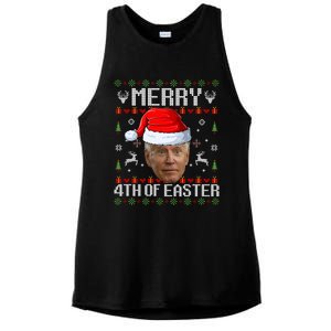 Funny Joe Biden Happy 4th Of Easter Ugly Christmas Sweater Gift Ladies PosiCharge Tri-Blend Wicking Tank