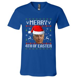 Funny Joe Biden Happy 4th Of Easter Ugly Christmas Sweater Gift V-Neck T-Shirt