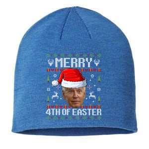 Funny Joe Biden Happy 4th Of Easter Ugly Christmas Sweater Gift Sustainable Beanie