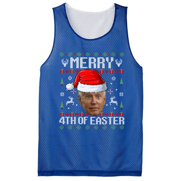 Funny Joe Biden Happy 4th Of Easter Ugly Christmas Sweater Gift Mesh Reversible Basketball Jersey Tank