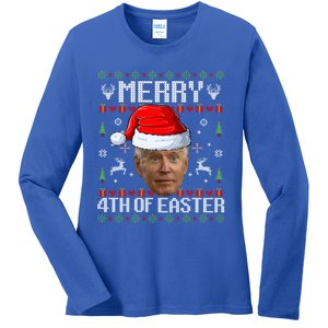 Funny Joe Biden Happy 4th Of Easter Ugly Christmas Sweater Gift Ladies Long Sleeve Shirt