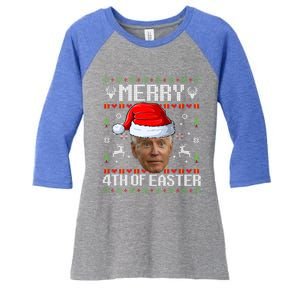 Funny Joe Biden Happy 4th Of Easter Ugly Christmas Sweater Gift Women's Tri-Blend 3/4-Sleeve Raglan Shirt