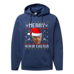 Funny Joe Biden Happy 4th Of Easter Ugly Christmas Sweater Gift Performance Fleece Hoodie