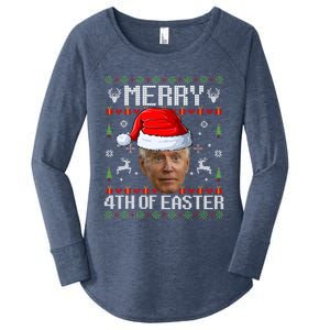 Funny Joe Biden Happy 4th Of Easter Ugly Christmas Sweater Gift Women's Perfect Tri Tunic Long Sleeve Shirt