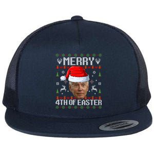 Funny Joe Biden Happy 4th Of Easter Ugly Christmas Sweater Gift Flat Bill Trucker Hat