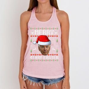 Funny Joe Biden Happy 4th Of Easter Ugly Christmas Sweater Gift Women's Knotted Racerback Tank