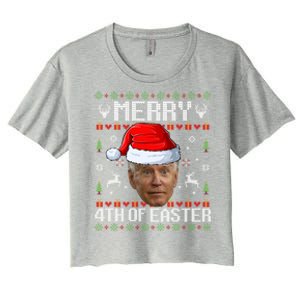 Funny Joe Biden Happy 4th Of Easter Ugly Christmas Sweater Gift Women's Crop Top Tee