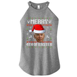 Funny Joe Biden Happy 4th Of Easter Ugly Christmas Sweater Gift Women's Perfect Tri Rocker Tank