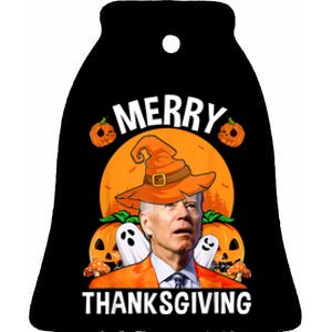 Funny Joe Biden Happy Halloween Merry Thanksgiving Ceramic Bell Ornament