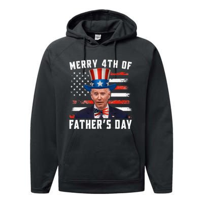 Funny Joe Biden Happy Merry 4th Of July Confused Fathers Day Performance Fleece Hoodie