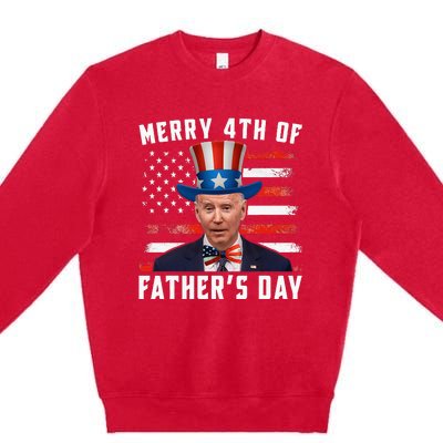 Funny Joe Biden Happy Merry 4th Of July Confused Fathers Day Premium Crewneck Sweatshirt