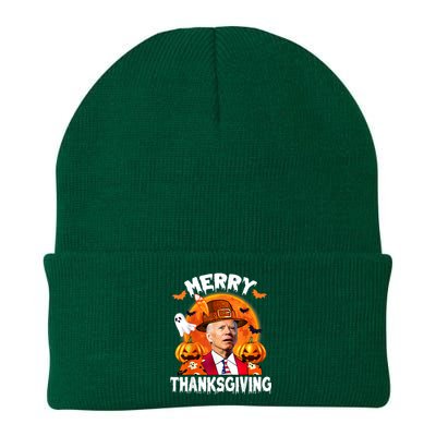 Funny Joe Biden Confused Merry Thanksgiving For Halloween Knit Cap Winter Beanie