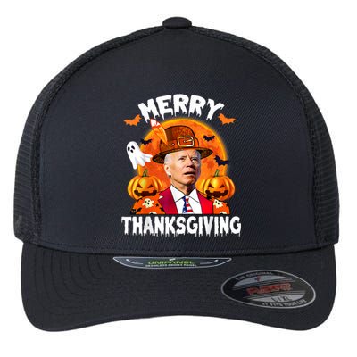 Funny Joe Biden Confused Merry Thanksgiving For Halloween Flexfit Unipanel Trucker Cap