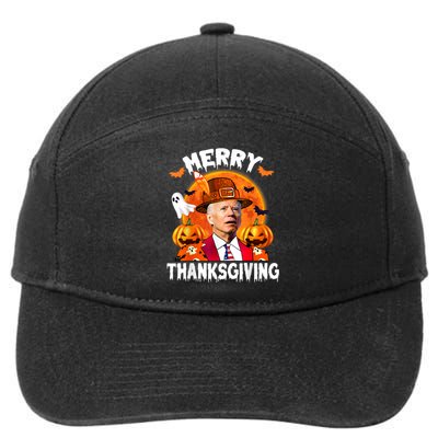 Funny Joe Biden Confused Merry Thanksgiving For Halloween 7-Panel Snapback Hat