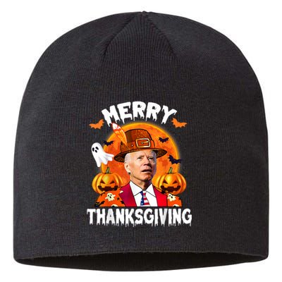 Funny Joe Biden Confused Merry Thanksgiving For Halloween Sustainable Beanie