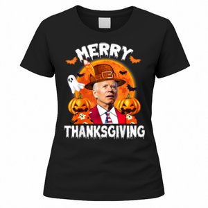 Funny Joe Biden Confused Merry Thanksgiving For Halloween Women's T-Shirt