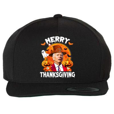 Funny Joe Biden Confused Merry Thanksgiving For Halloween Wool Snapback Cap