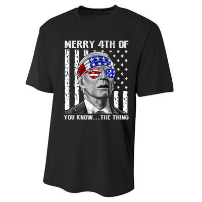 Funny Joe Biden Dazed Merry 4th Of You Know... The Thing Performance Sprint T-Shirt