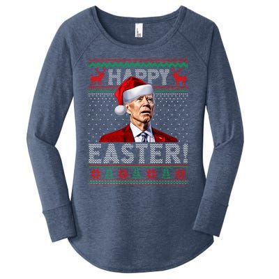 Funny Joe Biden Happy Easter Ugly Christmas Sweater Gift Women's Perfect Tri Tunic Long Sleeve Shirt