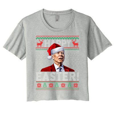 Funny Joe Biden Happy Easter Ugly Christmas Sweater Gift Women's Crop Top Tee