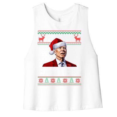 Funny Joe Biden Happy Easter Ugly Christmas Sweater Gift Women's Racerback Cropped Tank