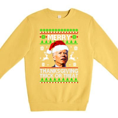 Funny Joe Biden Merry Thanksgiving Trick Or Treat Premium Crewneck Sweatshirt