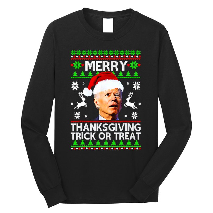 Funny Joe Biden Merry Thanksgiving Trick Or Treat Long Sleeve Shirt