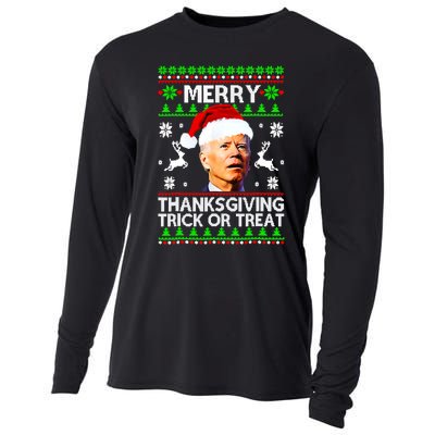 Funny Joe Biden Merry Thanksgiving Trick Or Treat Cooling Performance Long Sleeve Crew