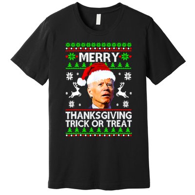 Funny Joe Biden Merry Thanksgiving Trick Or Treat Premium T-Shirt