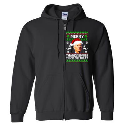 Funny Joe Biden Merry Thanksgiving Trick Or Treat Full Zip Hoodie