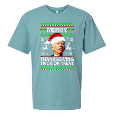 Funny Joe Biden Merry Thanksgiving Trick Or Treat Sueded Cloud Jersey T-Shirt